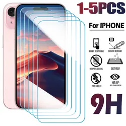 1-5PCS 9H Full Cover Tempered Glass For iPhone 15 13 12 11 Pro Max Protective Glass on iPhone XS Max XR 14 Plus Screen Protector