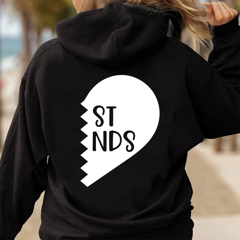 Best Friend Heart Shaped Women Hoodies Zip Up Sweatshirts Long Sleeve Hooded Jackets Coat Best Friend BFF Hoodie Sisters Hoodies