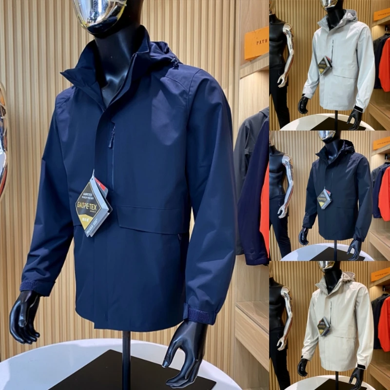 

Молодежное весеннее непромокаемая спортивная куртка с капюшоном, мужская уличная мода, однотонное повседневное пальто с подставкой, длинное све