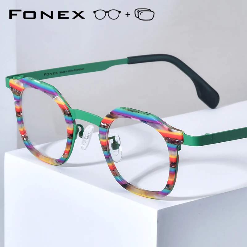 FONEX Progressive Prescription Eyeglasses Anti Blue Photochromic Myopia Optical Lens Eyewear Women Square Glasses for Men  893