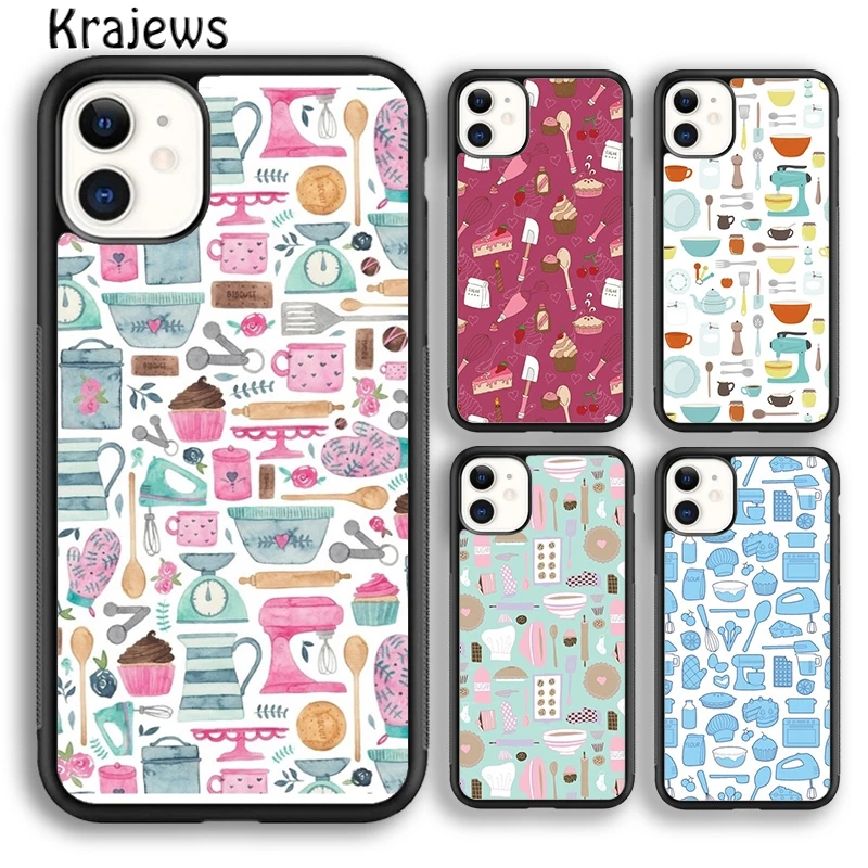 Krajews Baking Cooking Utensils Chef Phone Case Cover For iPhone 16 15 SE2020 14 6 7 8 plus 11 12 13 pro max coque Fundas