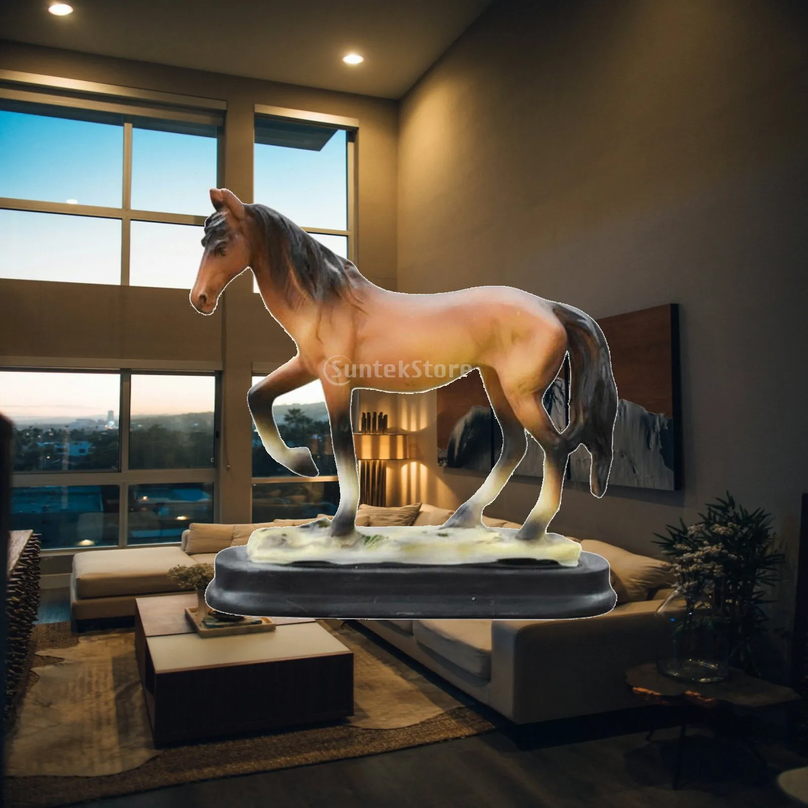 Modern Resin Horse Figure on Ball for Home Decor Sculpture Ornament Symbol of Power and Immediate Success