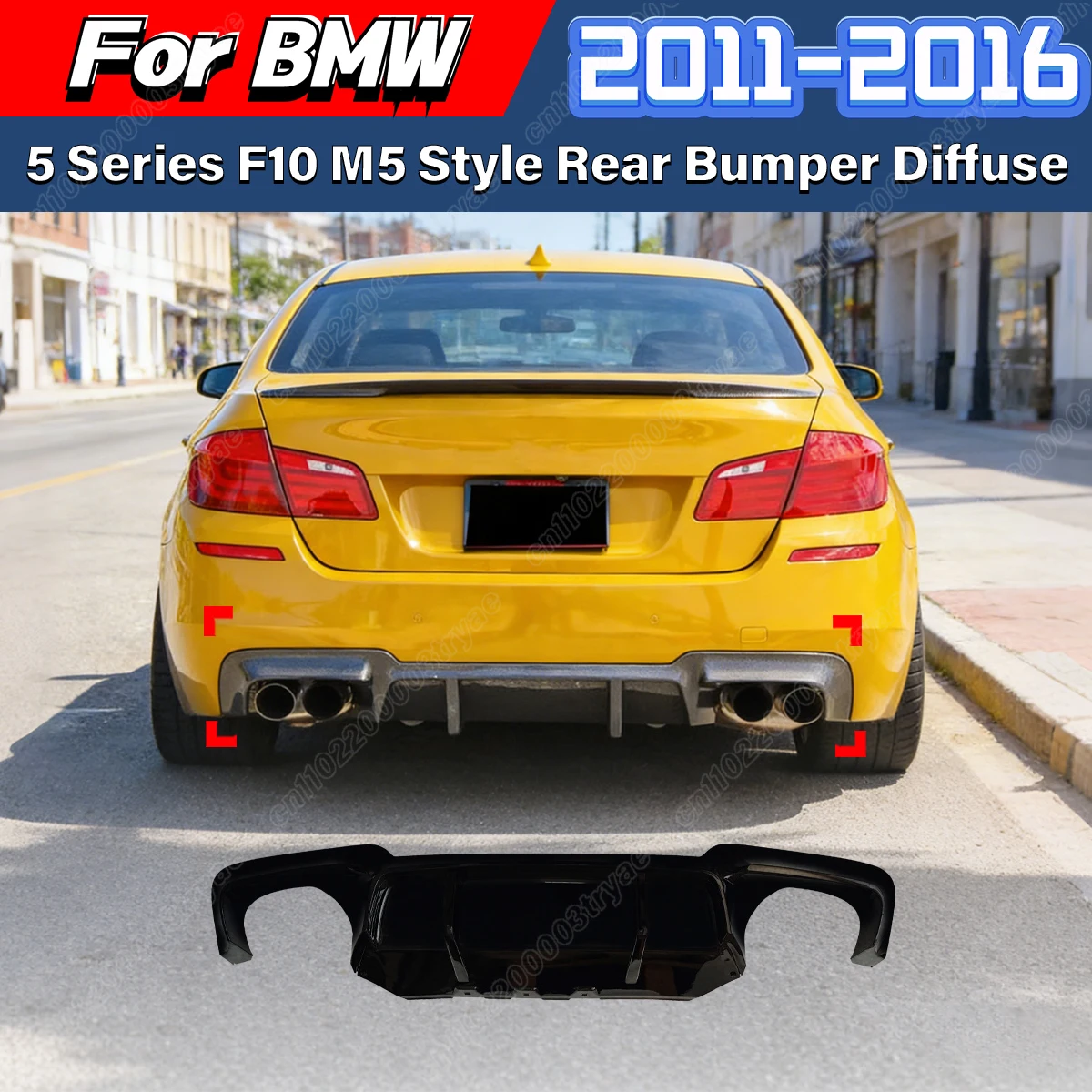 

For BMW 5 Series F10 2011 2012 2013 2014 2015 2016 Car Rear Bumper M5 Style Diffuser Lip Splitter Spoiler Protective Cover Kit