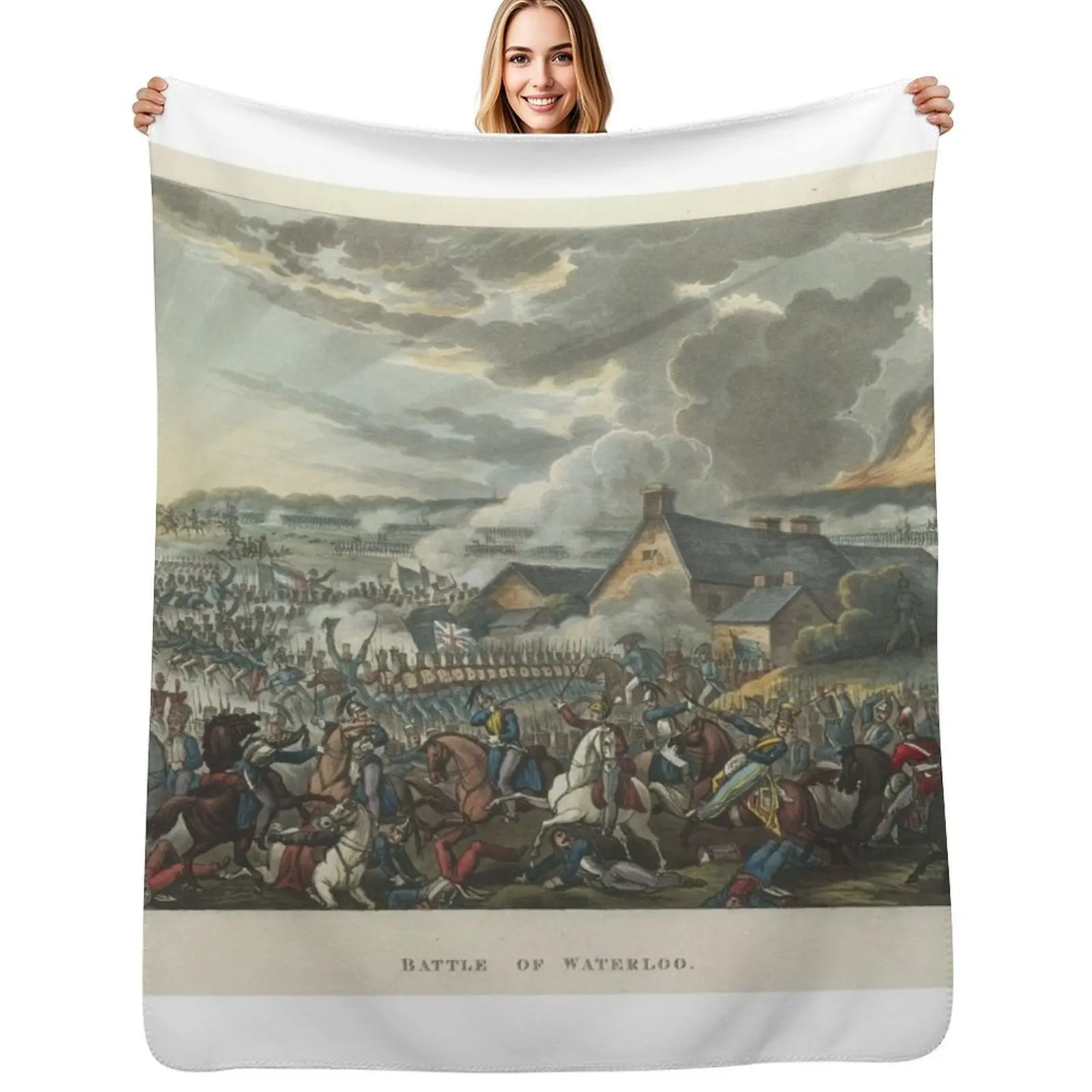 

The Battle of Waterloo - La Haye Sainte & Hougoumont Throw Blanket Compact Warm Blanket for Car Road Trip