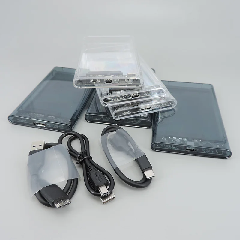 1 قطعة حافظة خارجية عالية الدقة 2.5 SATA إلى USB 3.0 5Gbps محرك الأقراص الصلبة الخارجي الشفاف المحمول 2.5 hdd الضميمة لقرص الكمبيوتر SSD صندوق