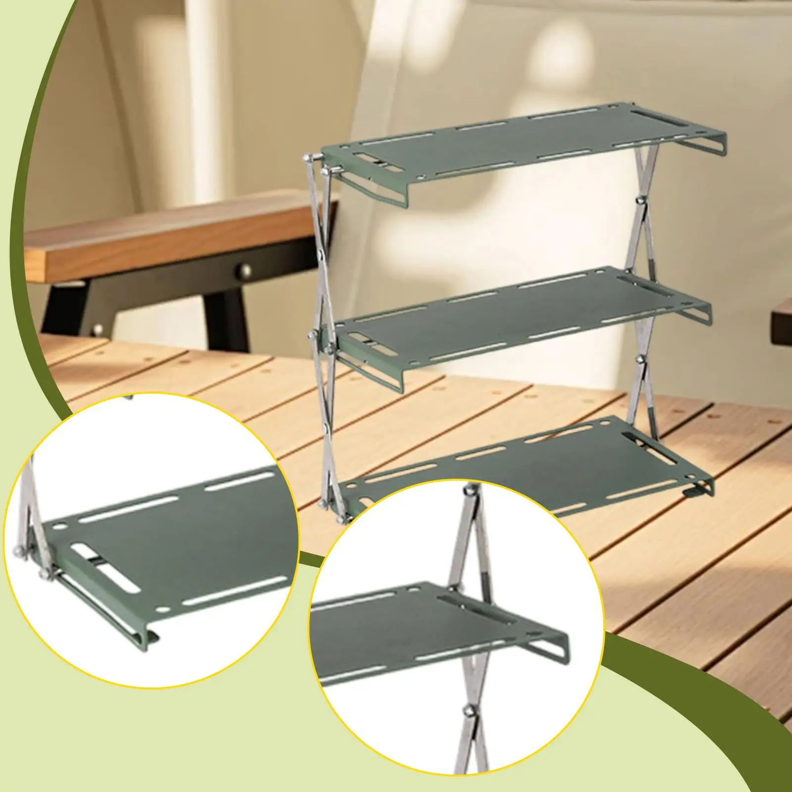 Foldable Storage Shelves Multi Layer Storage Shelf for Garden Barbecues Home