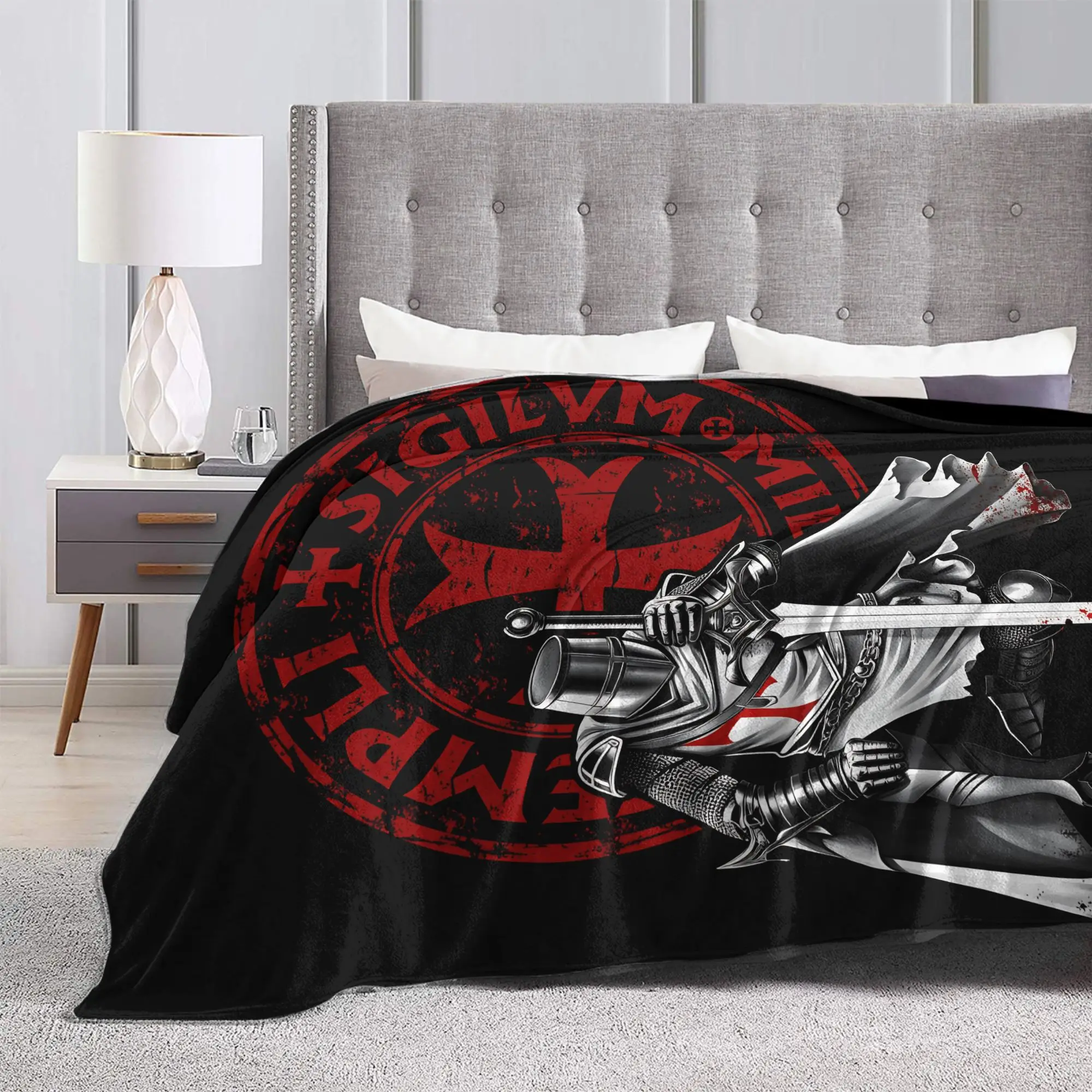 تمبلار الدم فارس الشرف الصليبية المقدسة بطانية جودة لينة رمي بطانية الشتاء الاطفال الكبار الأريكة السرير الجدة المفرش #2