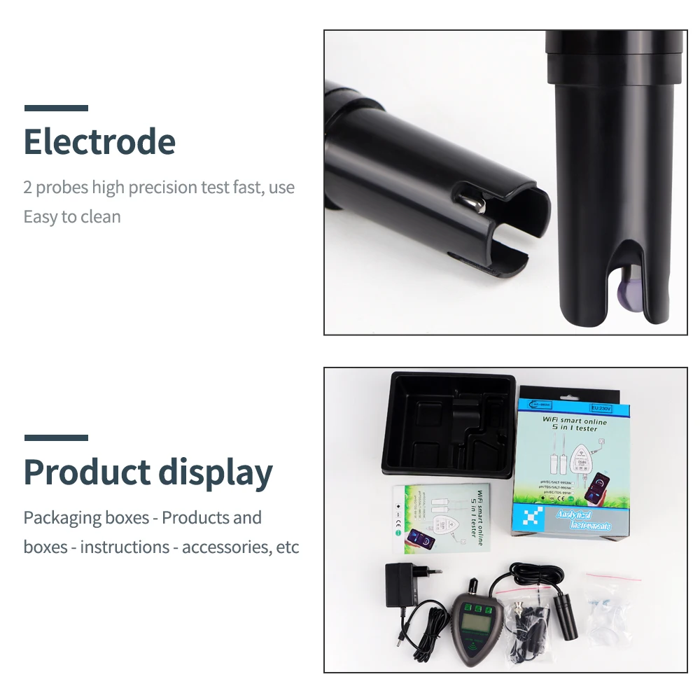 Professioneller 6-in-1-Wasserqualitätsmonitor Mit Wi-Fi – Misst PH, TDS, EC, Salzgehalt, SG & Temperatur, App-Steuerung, Datenlogging – Ideal Für Aquarien, Teiche & Hydrokultur