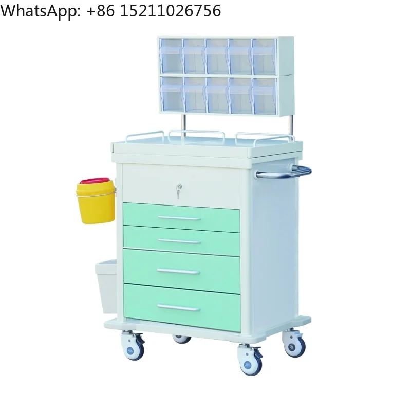 Modern Design Aluminum Alloy Stainless Steel Hospital - Cart Four Drawers Central Lock Medical Emergency Cart Featuring