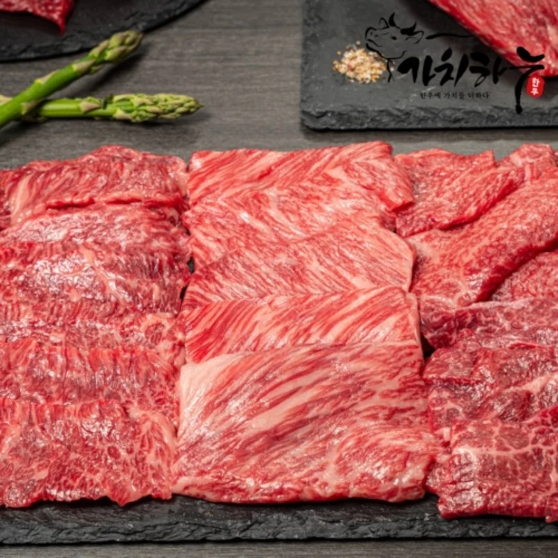 [가치하누]1++Hanu Tofu Steak 400g + Carne de Costilla 250g + Partes Especiales 300g Total 950g Set