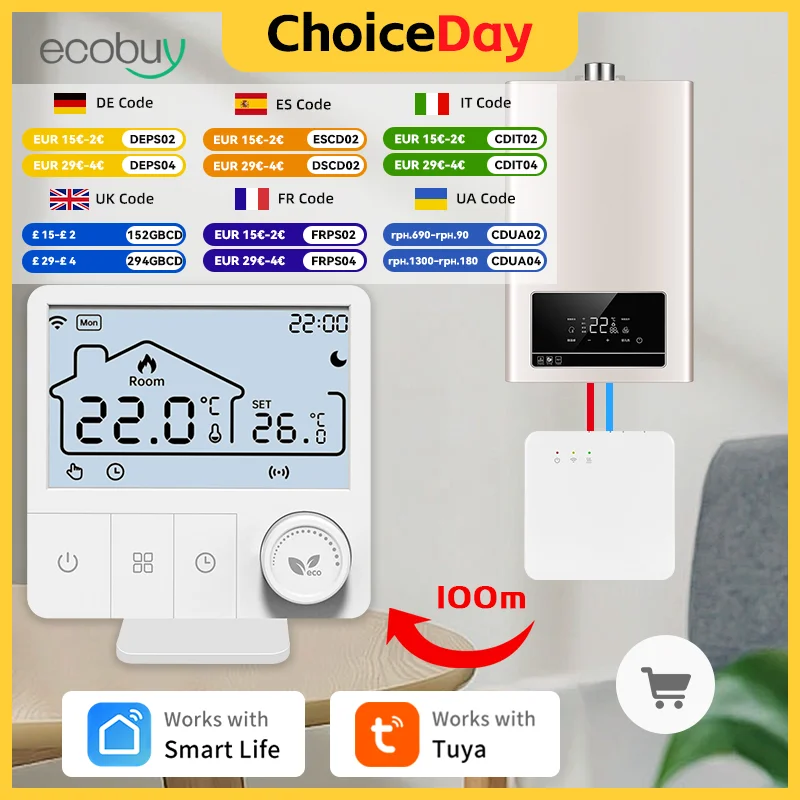 

Tuya Wifi Wireless Thermostat For Gas Boiler Smart Thermostats Wifi Battery Operated Gas Boiler Water Heating Alexa Google Home