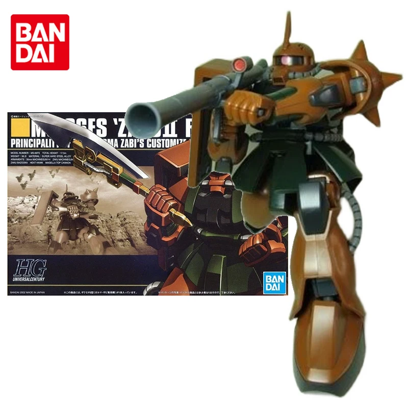 Набор оригинальных моделей Bandai Gundam, аниме фигурка HGUC 1/144 MS-06FS Zaku II коллекция Gunpla, Аниме фигурки, игрушки для детей