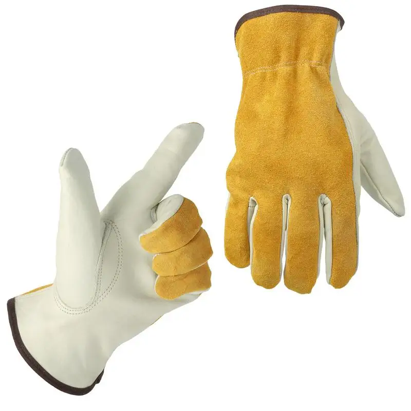 Work Gloves Cowhide Leather Men Working Welding Gloves Safety Protective Garden Sports MOTO Wear-resisting Gloves