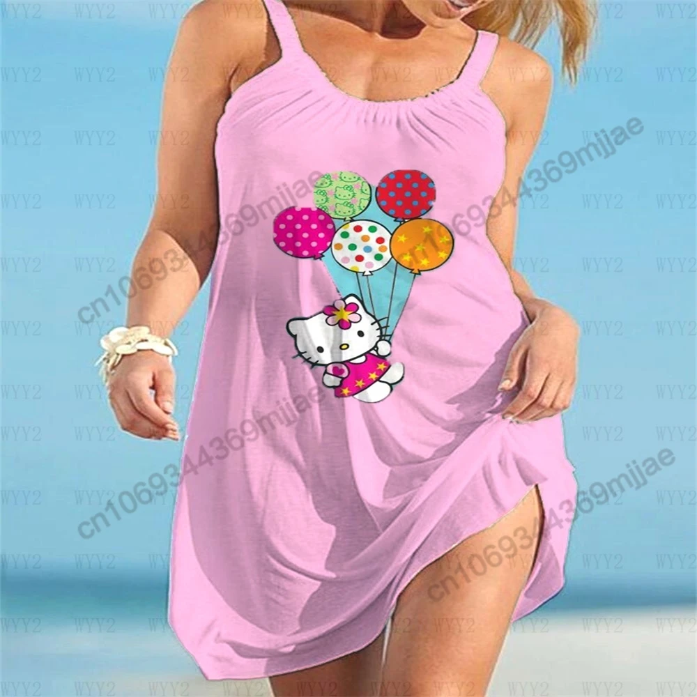 Round Neck Y2k Clothes Women Tops for Women 2023 HelloKitty Beach Dresses Woman Clothing Zevity Summer Top Women's T-shirt Tees