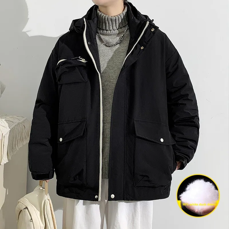 

Thiened Workwear down Jaet Men's Winter Outdoor Tee-in-One Detachable Trench Coat Extreme Cold Resistant Clothing