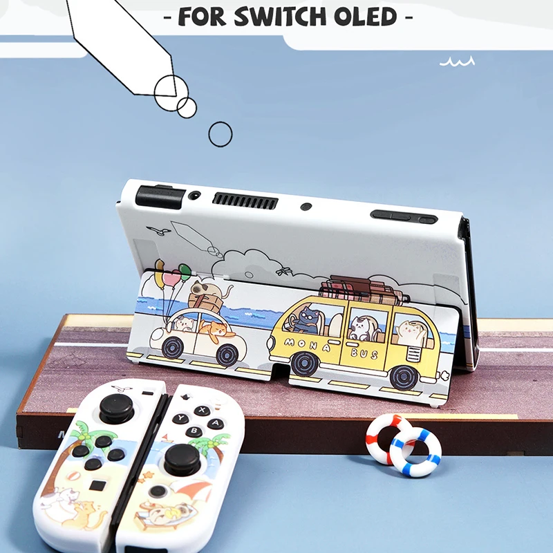 Funda Case for Nintendo Switch Oled Cover Cute Travel Bus Cartoon Dockable Protective Sofe Shell For Switch Controller Joy-Con