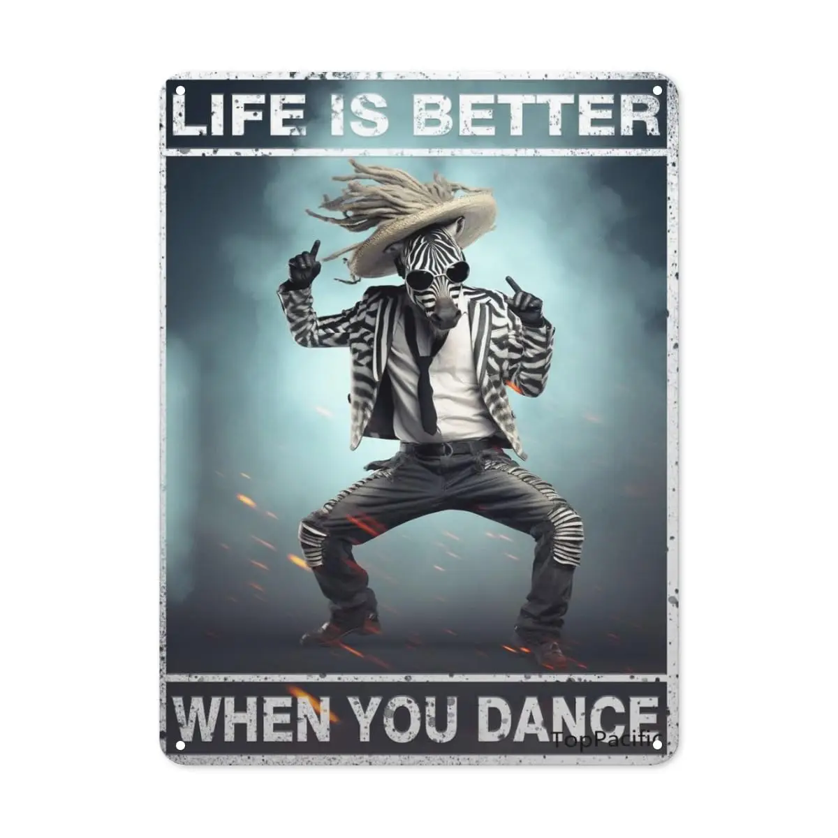 Dancing Zebra Life is Better When You Dance Antique Tin Sign Bar Poster Metal Wall Plate Vintage Tin Sign Wall Art Advertising M
