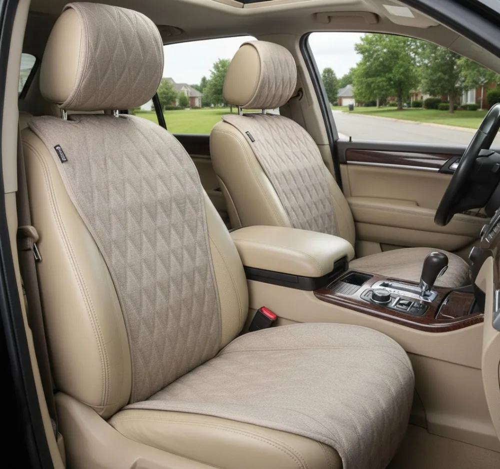 

Универсальные двухсекционные боковые чехлы на автомобильные сиденья — дышащая нескользящая конструкция с защитными подголовниками для большинства автомобилей