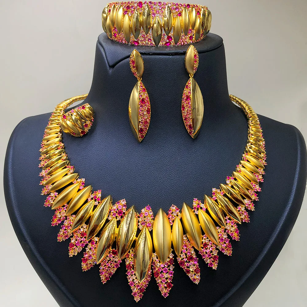 GODKI 4PCS Luxury African Jewelry Set For Women Wedding Party Dubai Bridal Jewelry Sets 2020 Necklace Earring Bracelet Ring Set