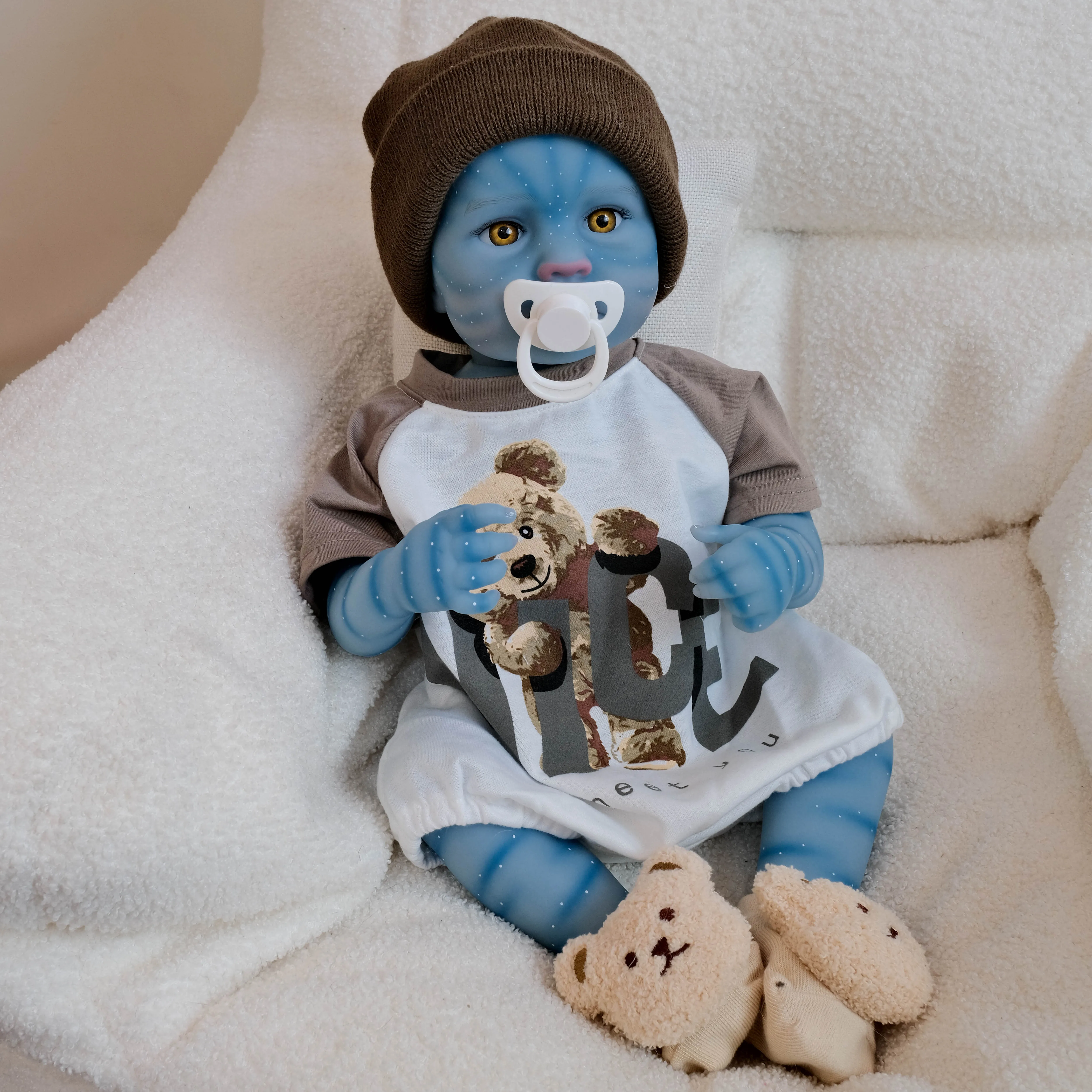 NPK 19inch LouLou Awake Doll - Handmade High-Quality Detailed Painting Lifelike Full-Body Small Doll for Babies And Children