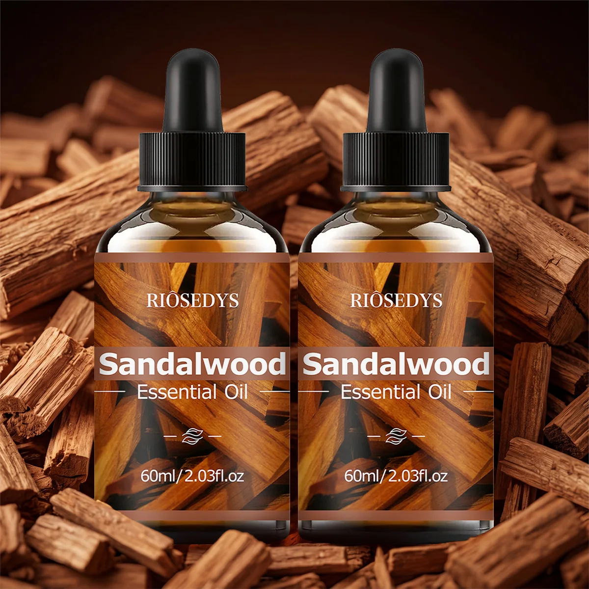 EL ACEITE ESENCIAL DE SÁNDALO de 60 ml tiene efectos profundos de nutrición e hidratación, lo que lo hace adecuado para masajes, cuidado de la piel e hidratación.