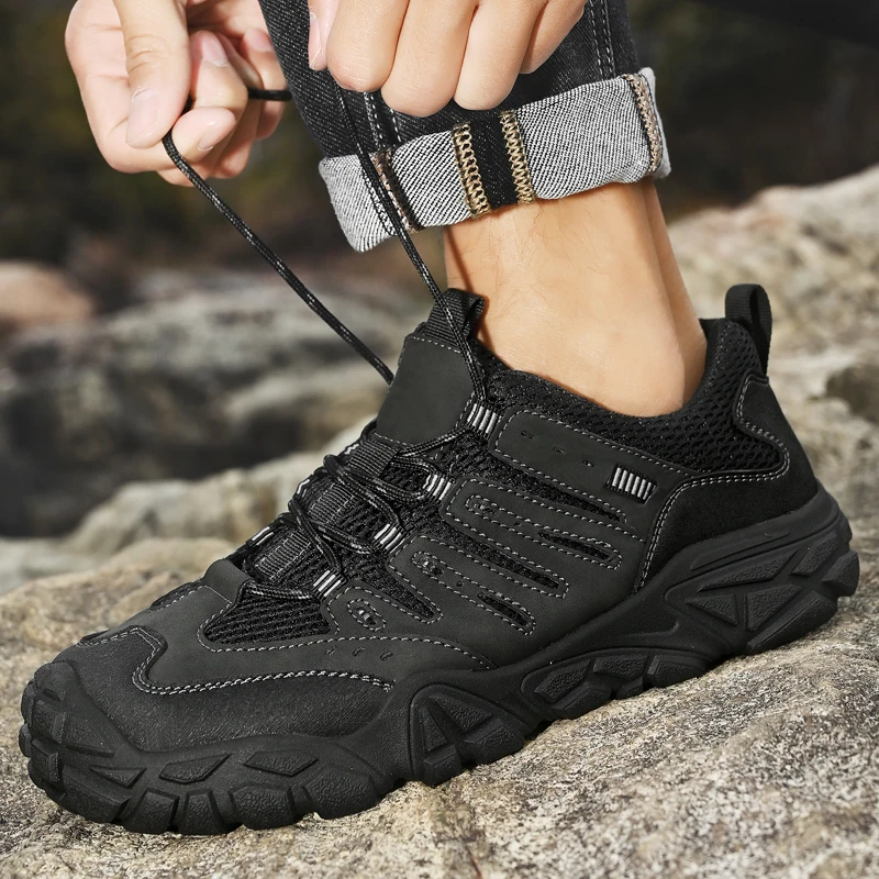 

Casual Mesh Shoes for Men Classic Travel Hiking Shoes Man Summer Outdoor Walking Sneakers Anti-collision Toe Men Shoes Sandals