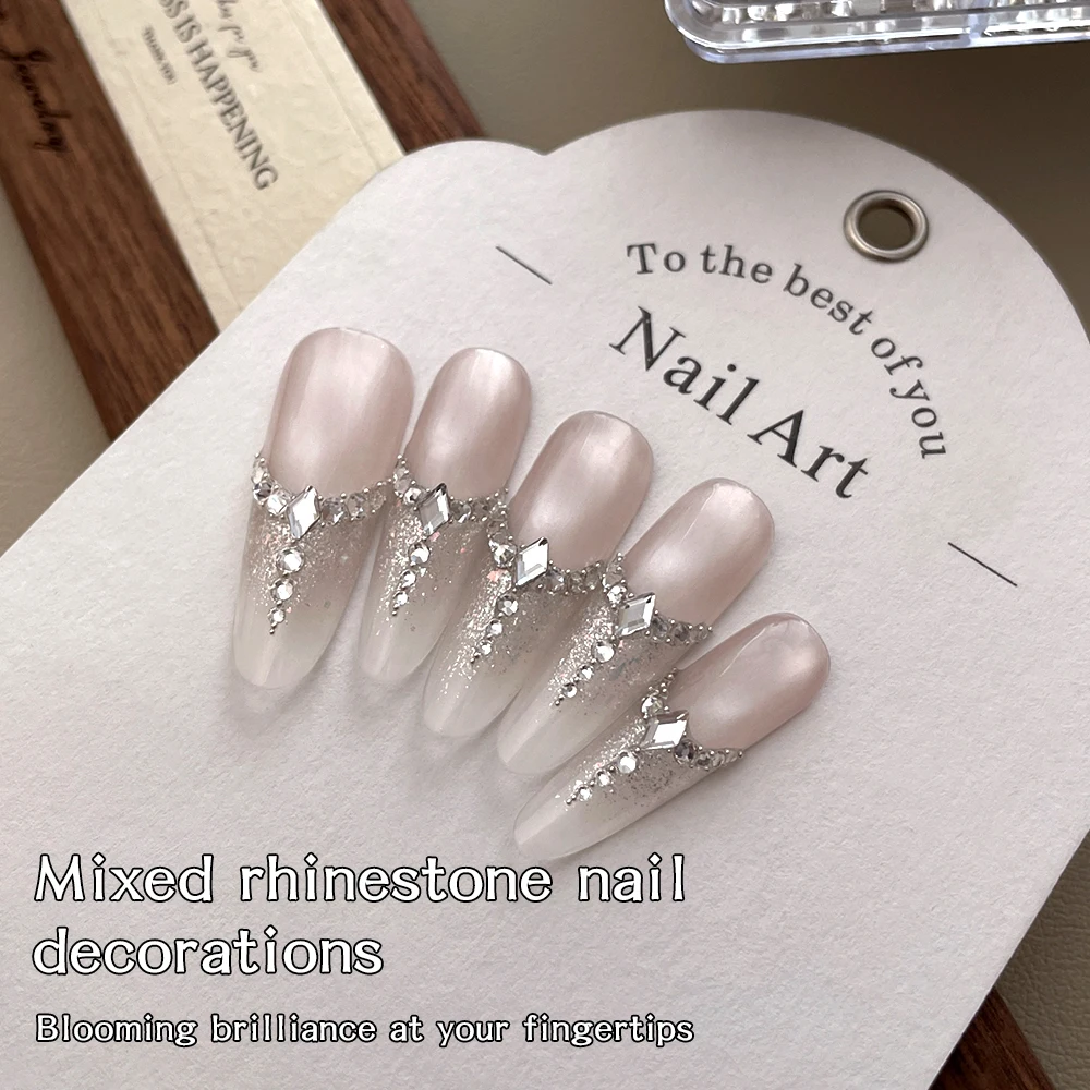 Wielorozmiarowe, płaskie, okrągłe cyrkonie z błyszczącymi kryształkami do zdobienia paznokci, akcesoria do manicure DIY.