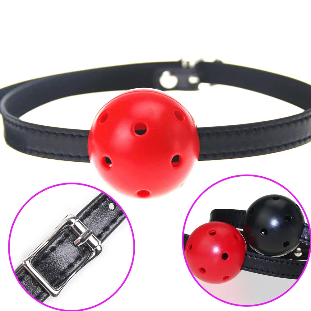 Hollow  Breathable Ball Mouth Gag Oral Fixation PU Leather mouth stuffed Adult Games For Couples Flirting Sex Products Toys