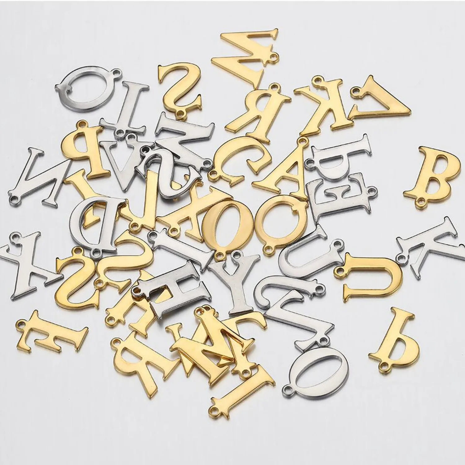 

A-Z Intials Letter Stainless Steel Charms,DIY Making Accessories Alphabet Pendant Bracelets,Support Wholesale Jewelry