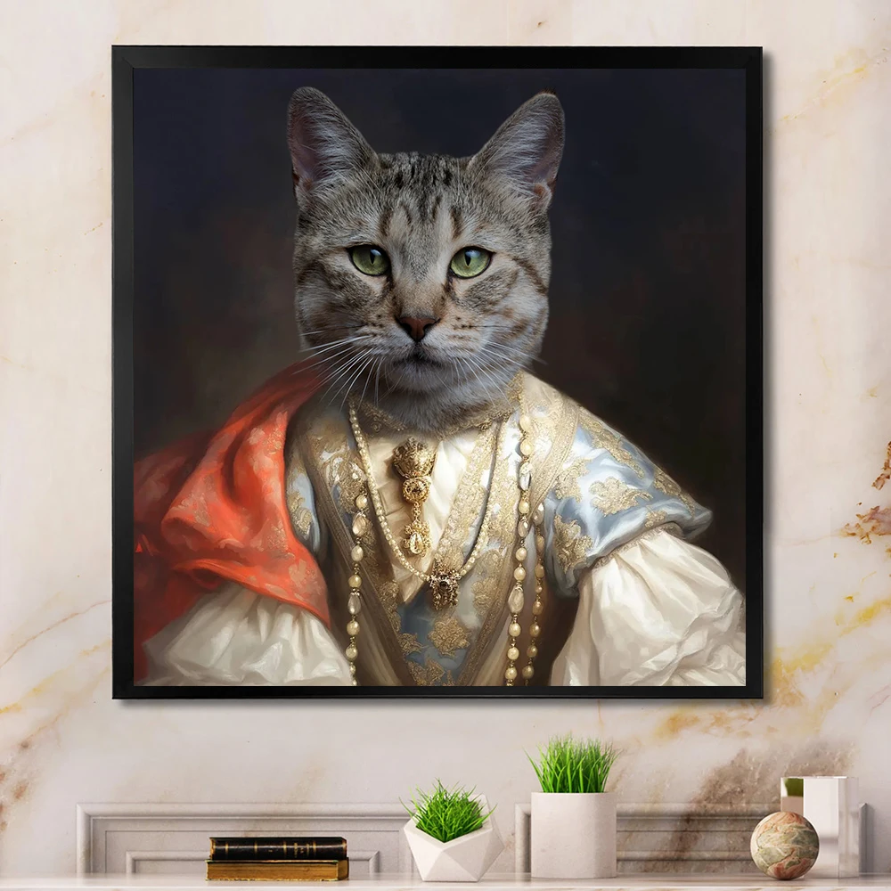 

Renaissance nobles animal poster vintage wall art custom pet portrait picture Personalized living room home decor canvas print