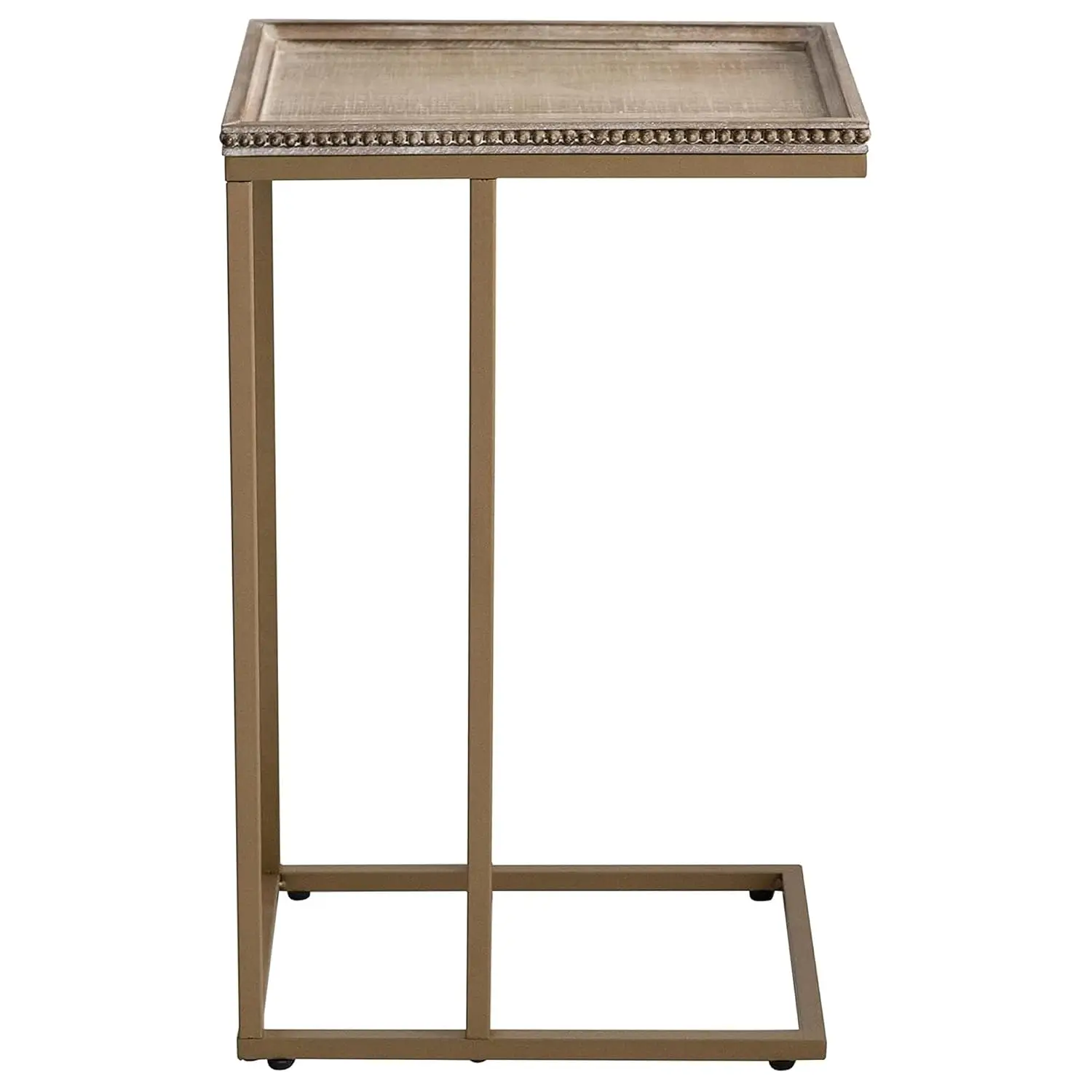 Beaded Edge Tray Top C End Table, Distressed Gold