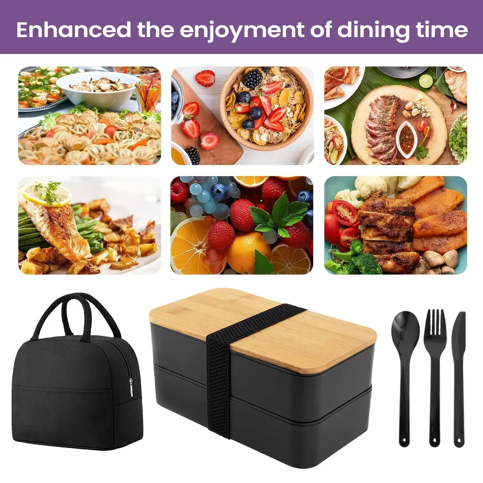 Microwaveable Sealed Bento Box with Insulated Bag Microwave Safe Back-to-School Food Container for  School Picnic Music Festival