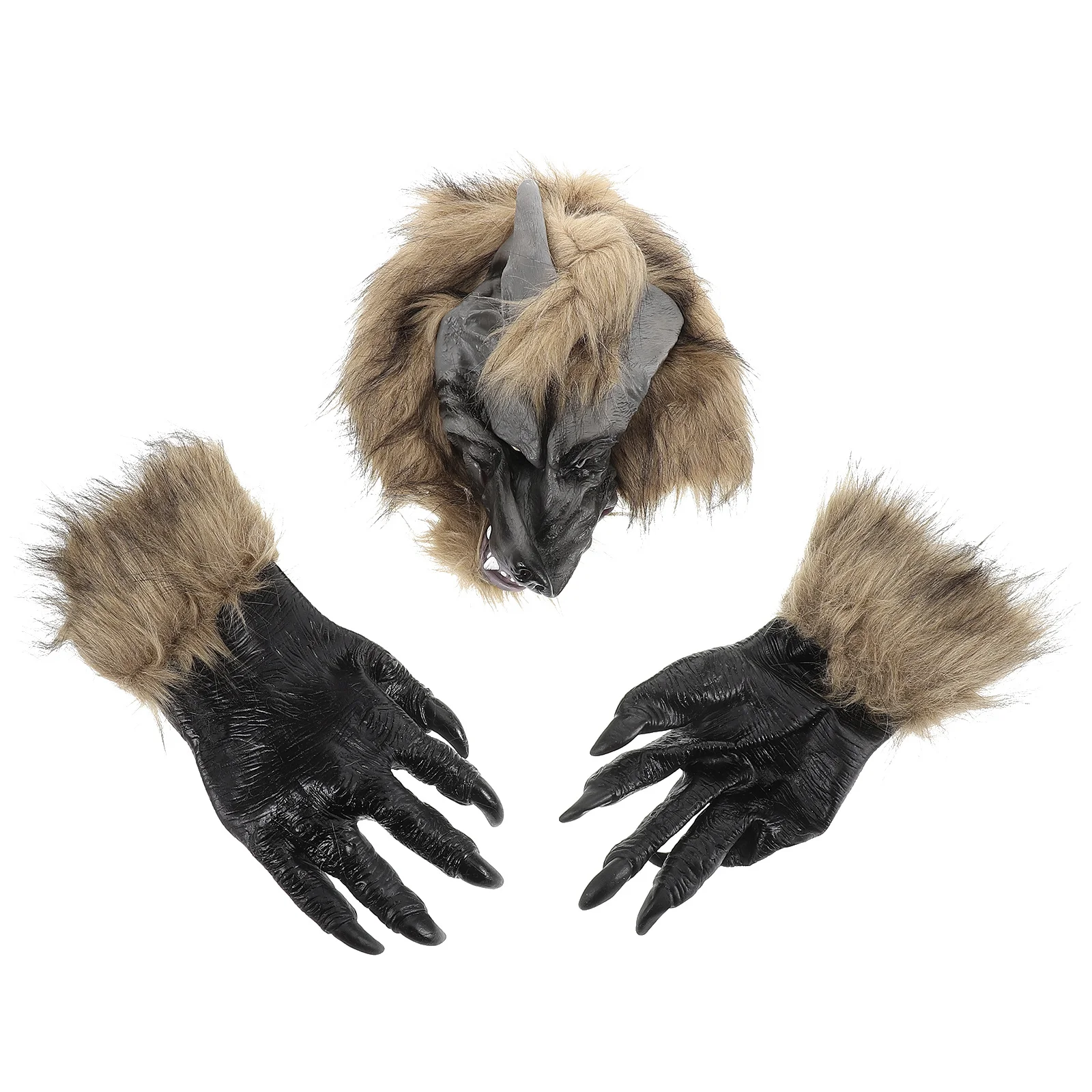 

1Set Wolf Head Mask Claw Gloves Halloween Cosplay Dress Up Horror Party Costume Accessory Scary Mask Prank Props