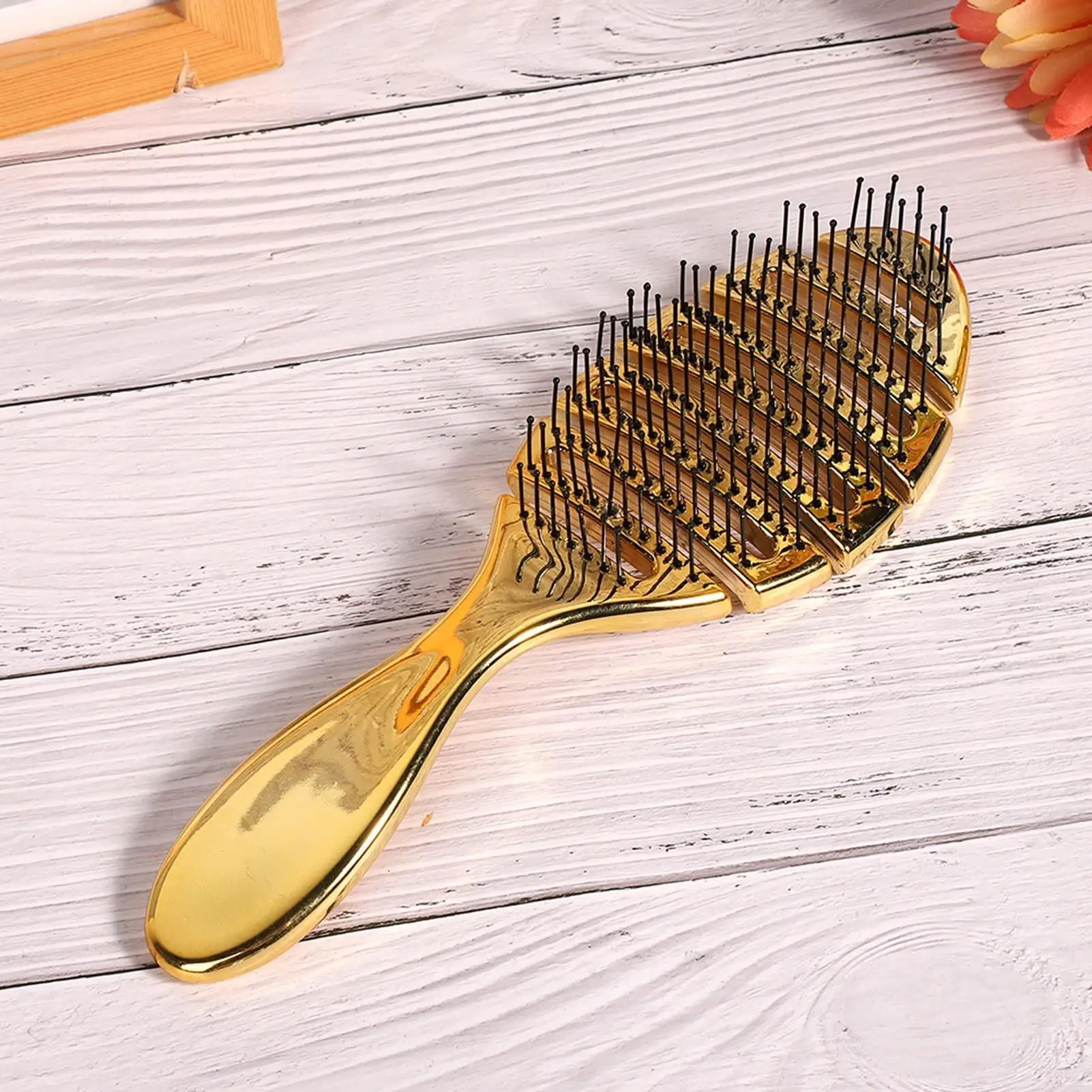 Peigne à tête d'huile vintage, brosse de massage du cuir chevelu pour le dos et les cheveux bouclés, poignées, outil de coiffure pour salon