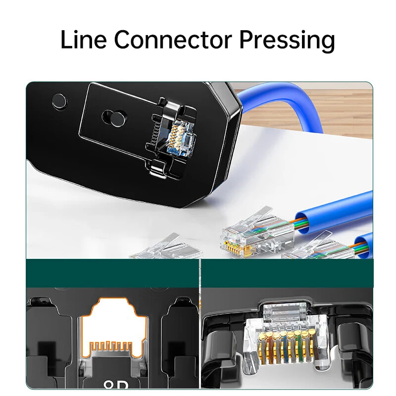 SAMZHE RJ45 Pinza a crimpare Pass Through Crimper Stripper Cutter per Cat7 Cat6 Cat5e 8P8C Connettore modulare Strumento per cavi Ethernet