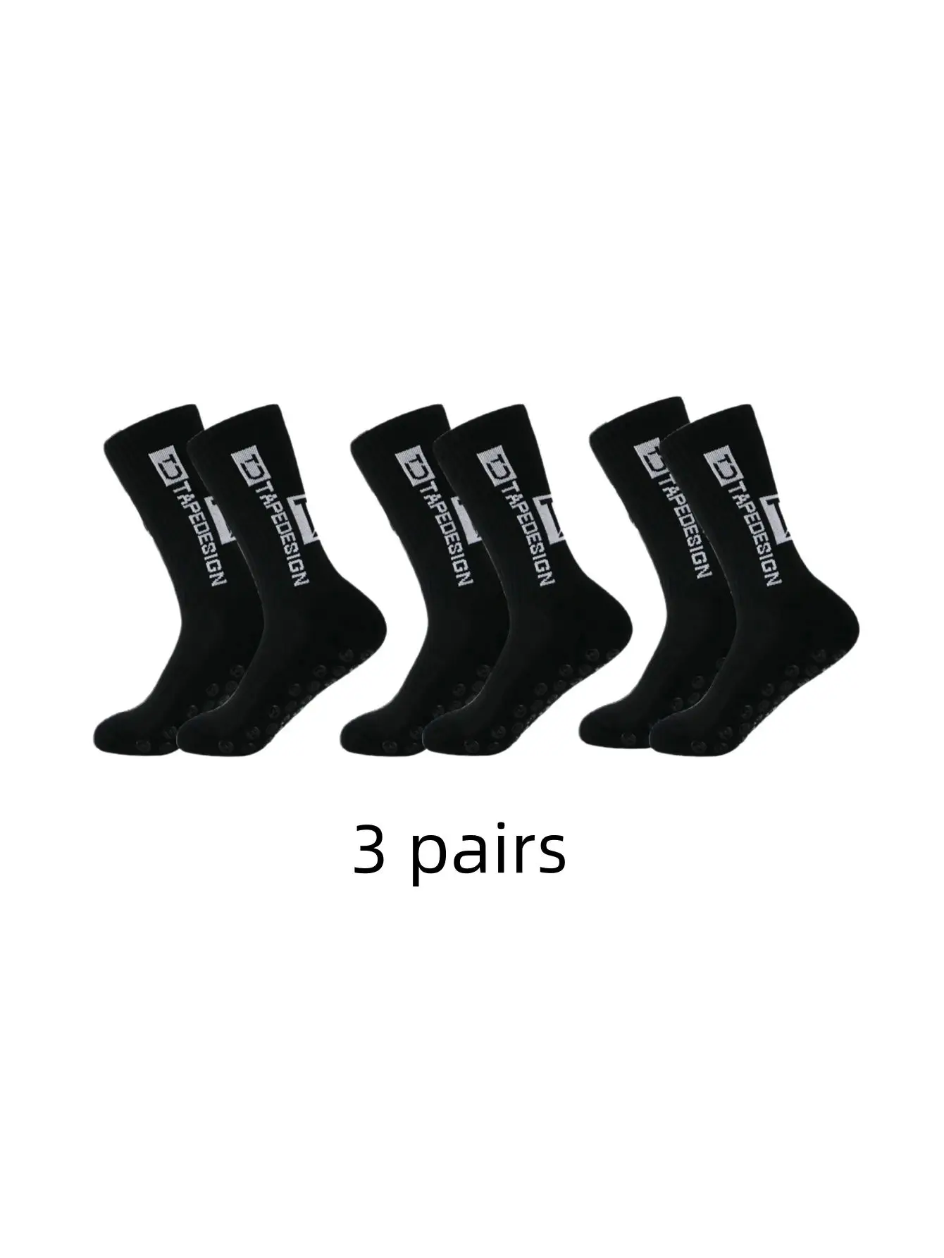 Calcetines antideslizantes clásicos de longitud media para fútbol, baloncesto, tenis, ciclismo, correr, parte inferior de toalla absorbente, 3 pares