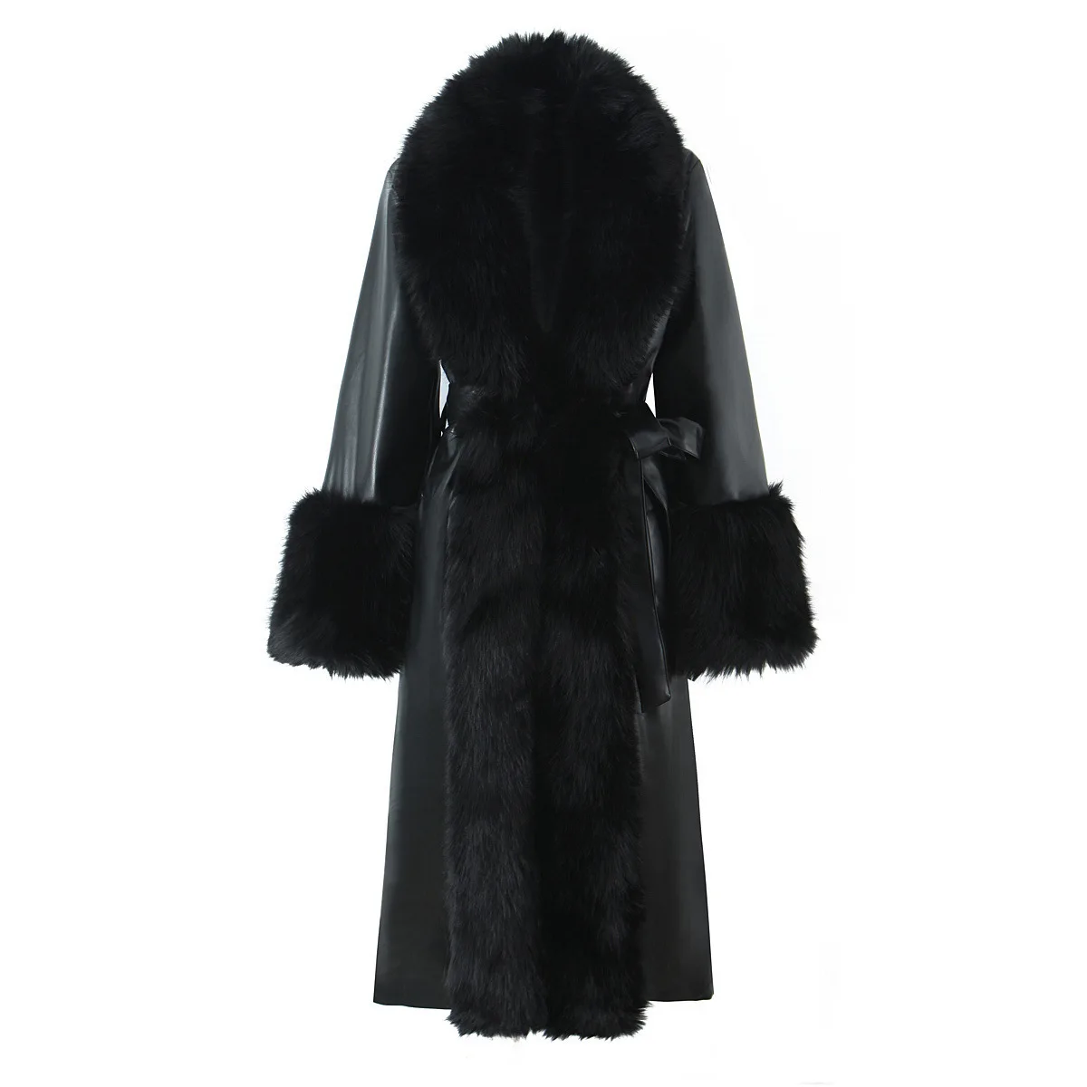

Women's Fashionable Casual Slim-Fit Long Coat with Fur Collar NFUX