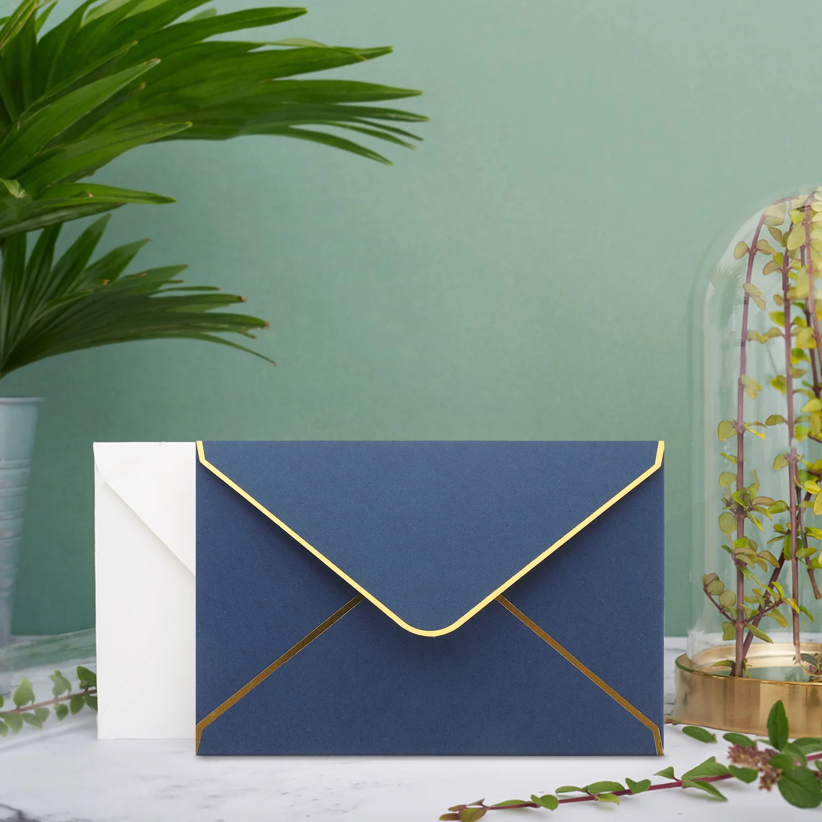 50 個ゴールドトリム封筒多機能結婚式招待状ブランクカードパーティーフェスティバル装飾招待状封筒