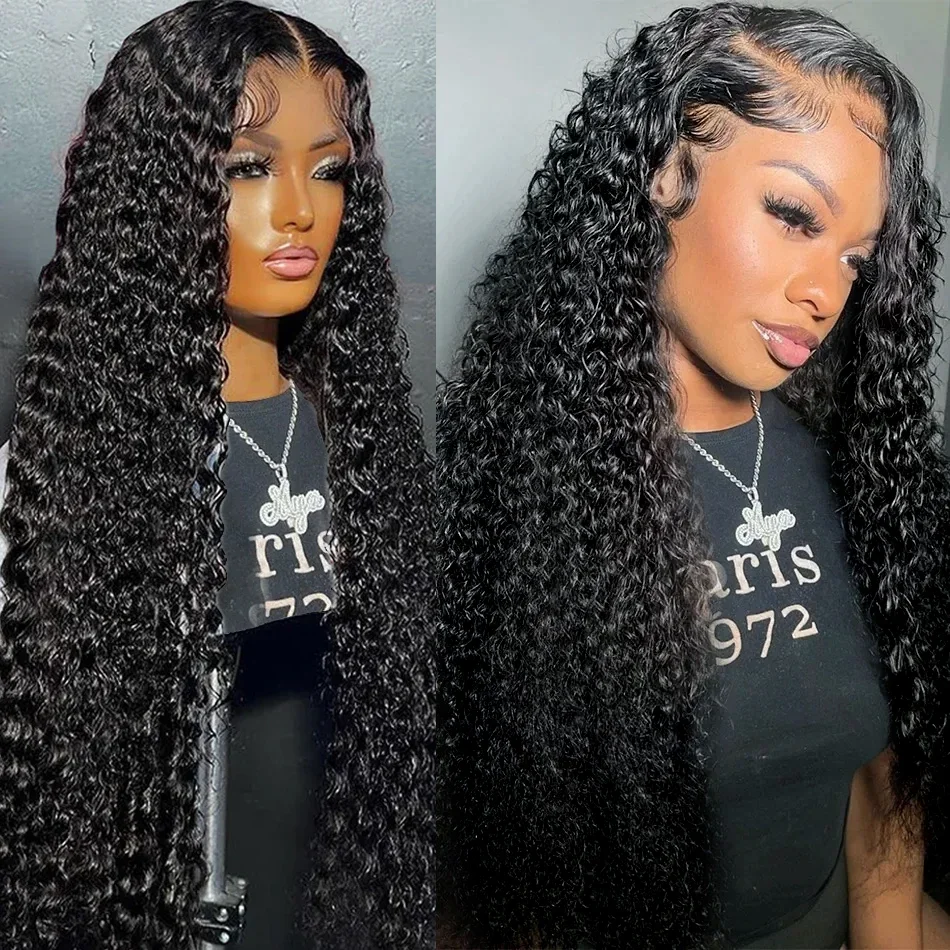 

13x4 Lace Frontal Human Hair Wig Deep Wave 34 Inhces 360 Water Curly Remy Full Lace Front Wigs Preplucked Hair For Women On Sale