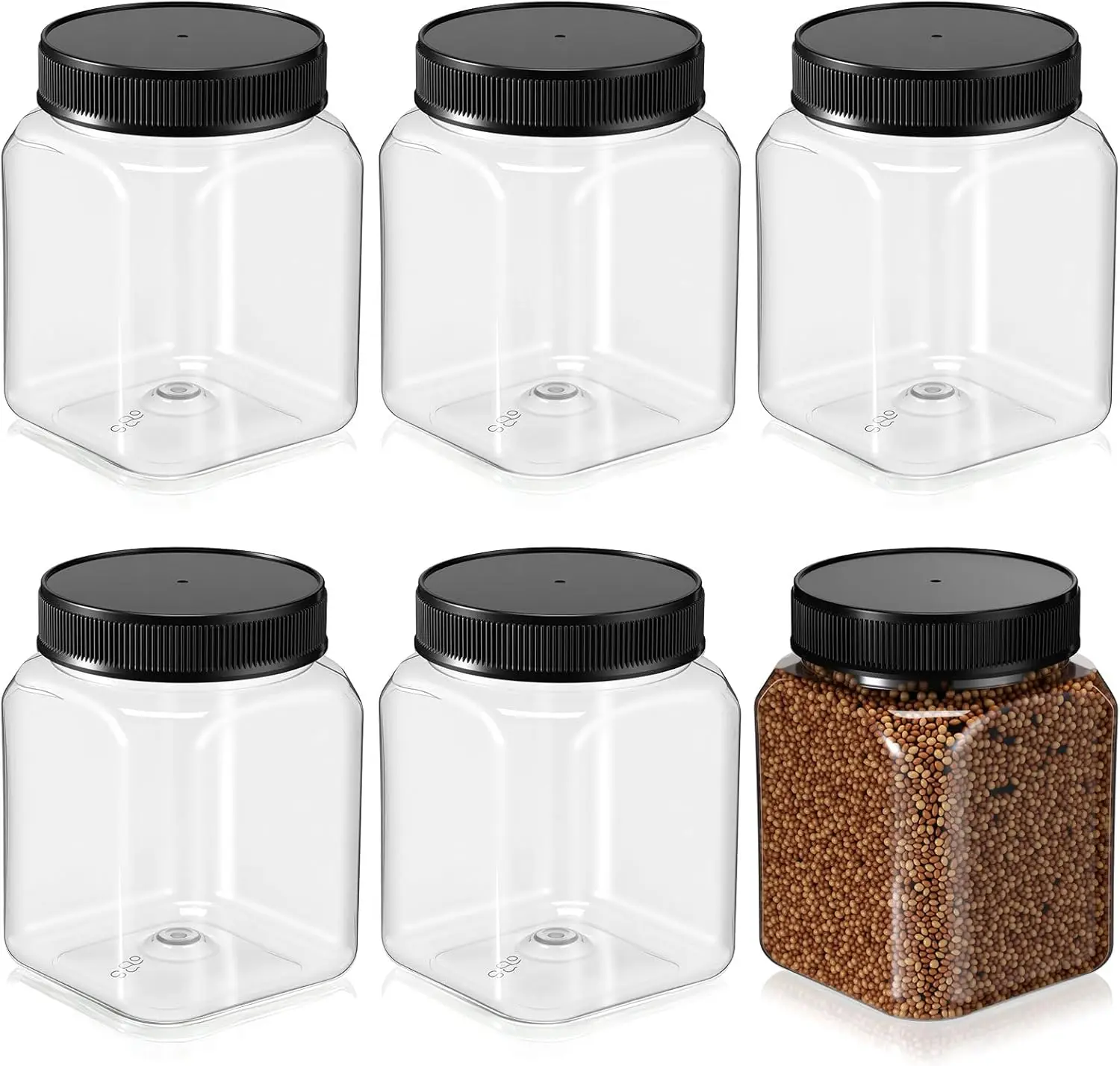 

12 Pcs 24 oz Airtight Plastic Jars with Screw Lids for Kitchen Storage – Black