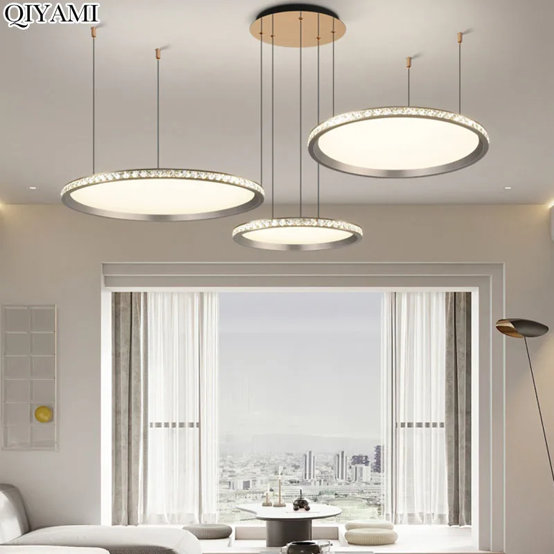 

Circle Pendant Lamp Ceiling Hanging Chandeliers Pendant Lamps Home Lighting Fixture Bedroom Dining Room Kitchen Indoor Chandelie