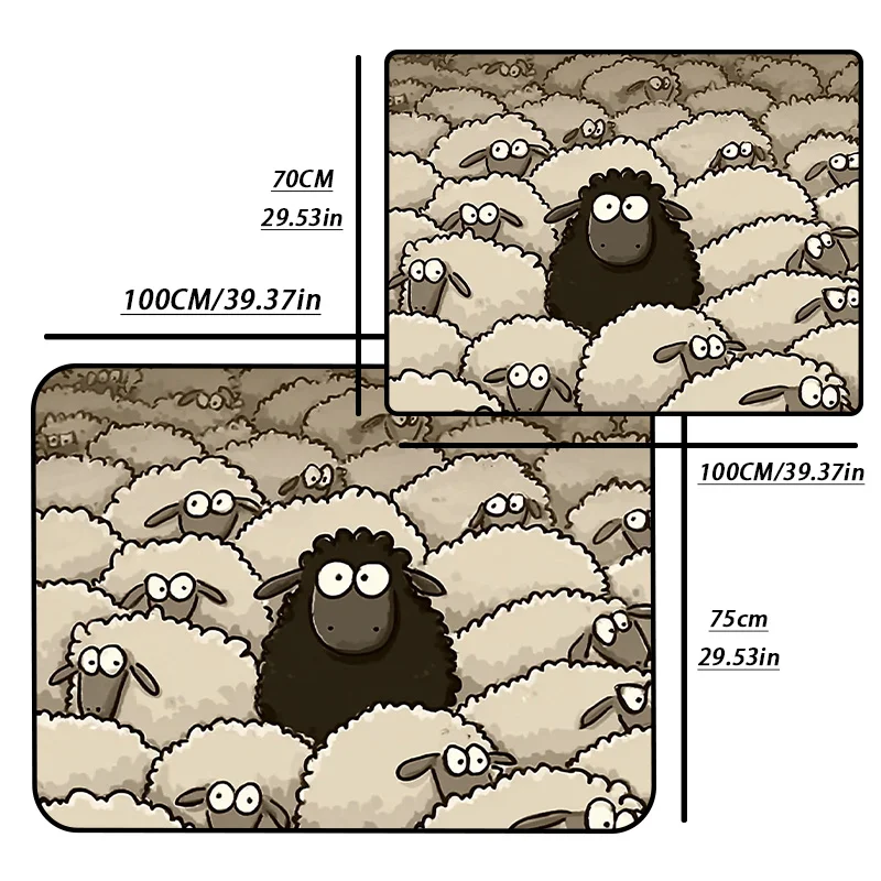 1pc A Chic Trunk Mat Featuring  Dense White Sheep Design With  Single Central Black Sheep In  Fun Cartoon Style. Made From Du