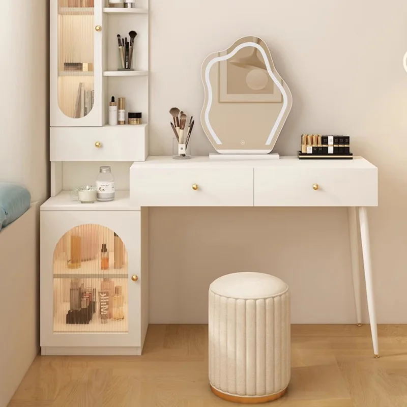 Luxury White Dressing Table Storage Light Organizer Bedroom Dressing Table Mirror Makeup Tocadores De Maquillaje Furniture