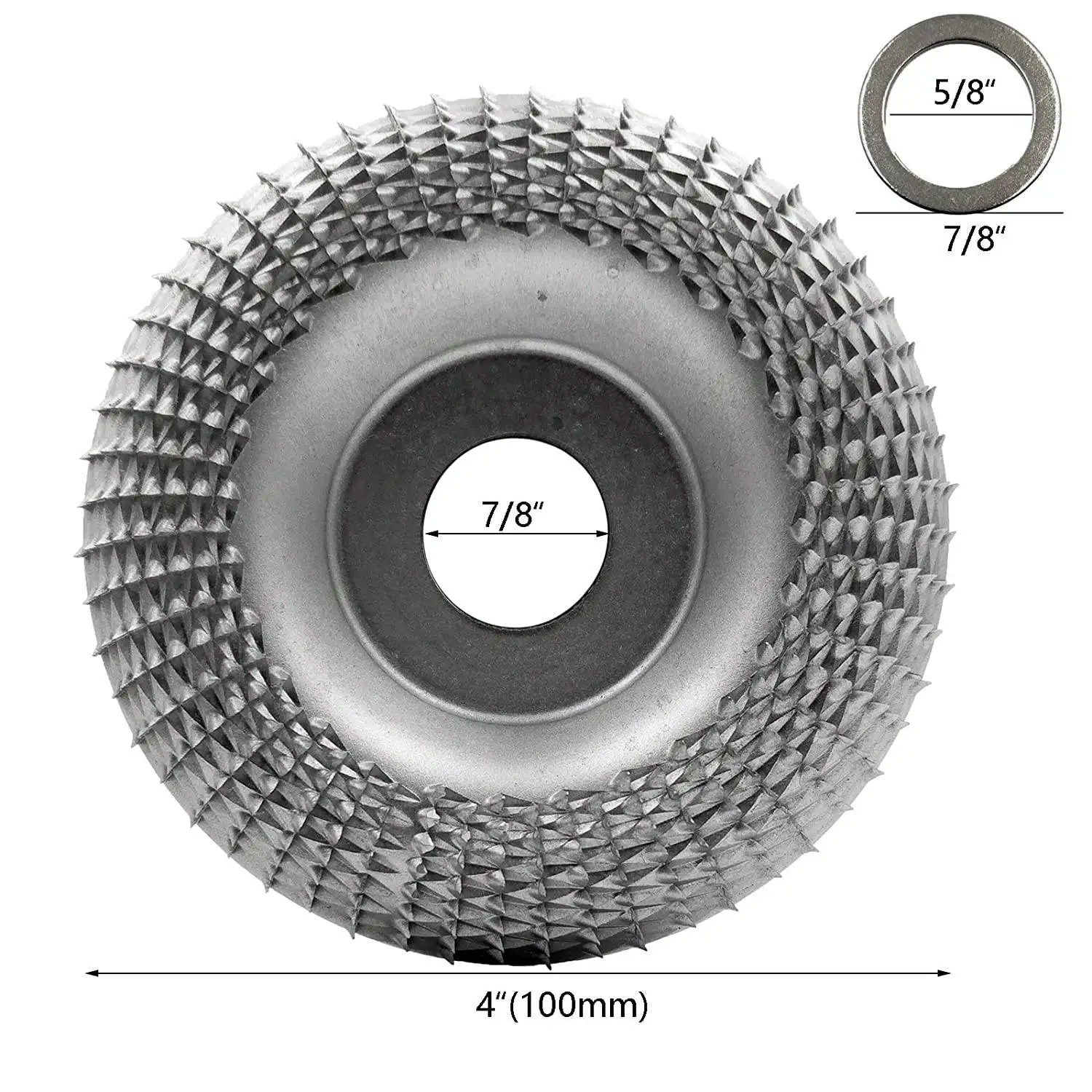 Wood Carving Disc Grinder Shaping Disc 7/8 Inch Bore Wood Grinding Wheel Carving Abrasive Disc(100mm, Arc Type, Silver)