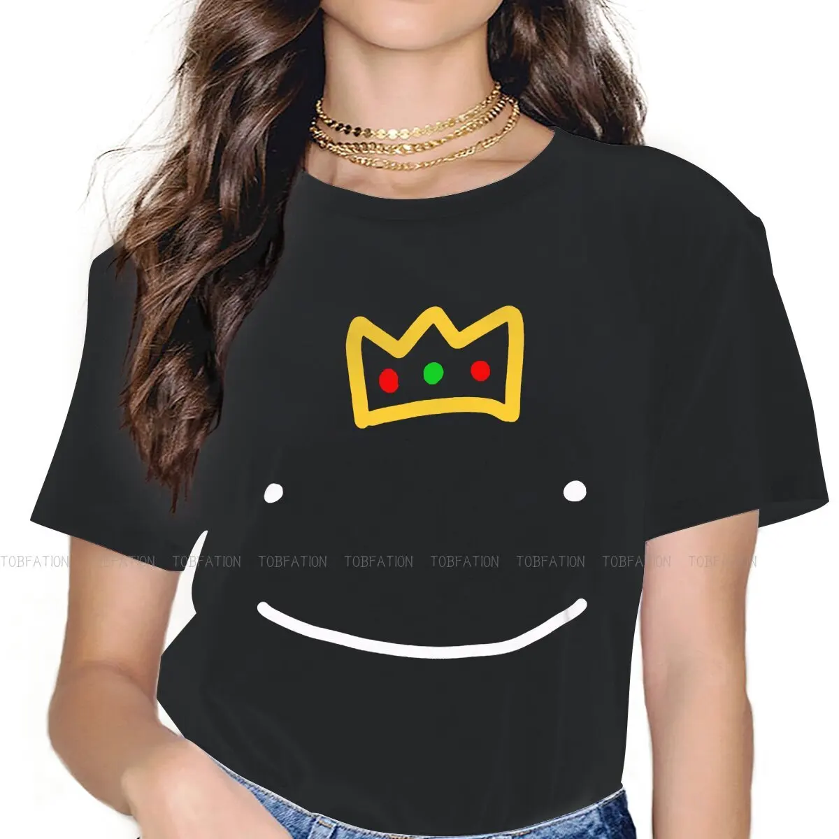 Dream Smile Ranboo Crown  Kawaii Girls Women T-Shirt Dream SMP 5XL Blusas Harajuku Casual Short Sleeve Vintage Oversized Tops