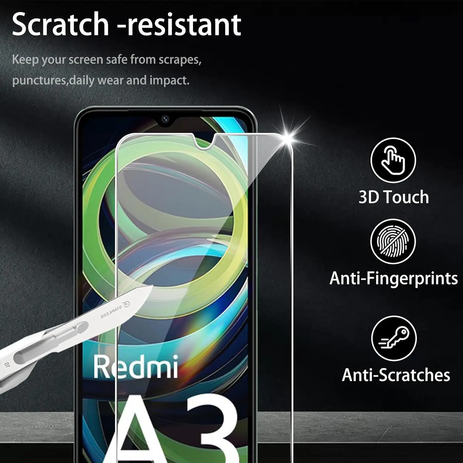 9H gehärtetes Glas für Xiaomi Redmi A3 Displayschutzfolie