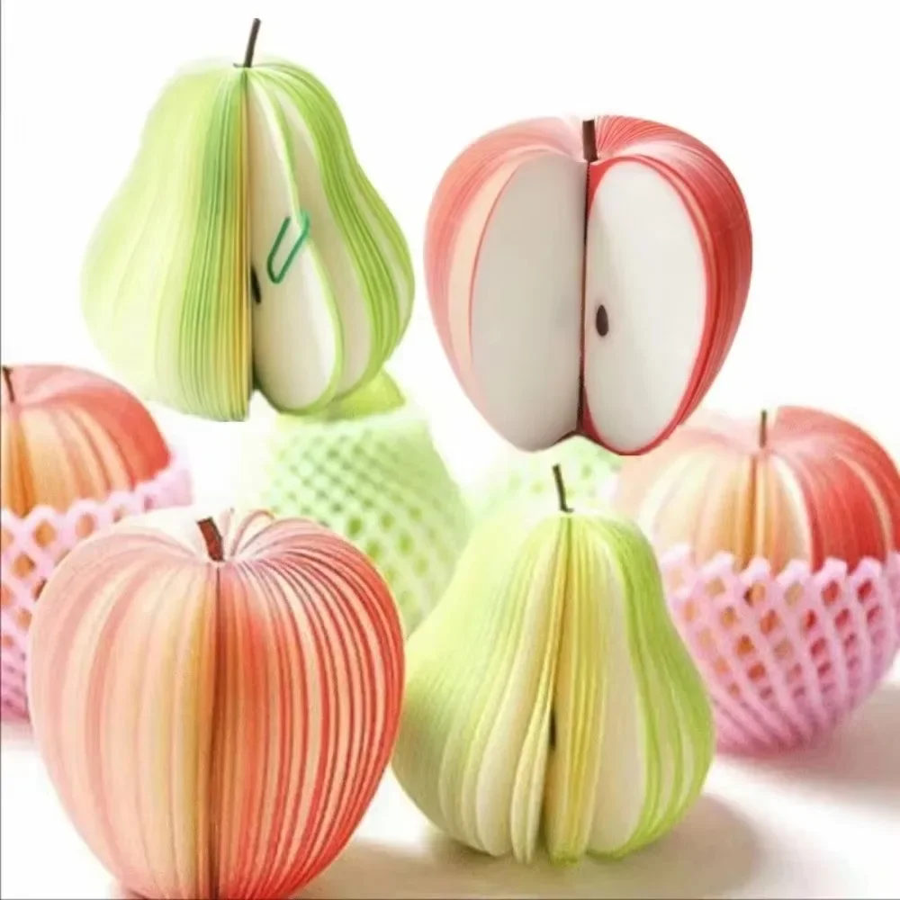 Fruit Note Memo Pads Portable Scratch Paper Notepads Sticky Pear Shape Stationery Office Note Pad Supplies