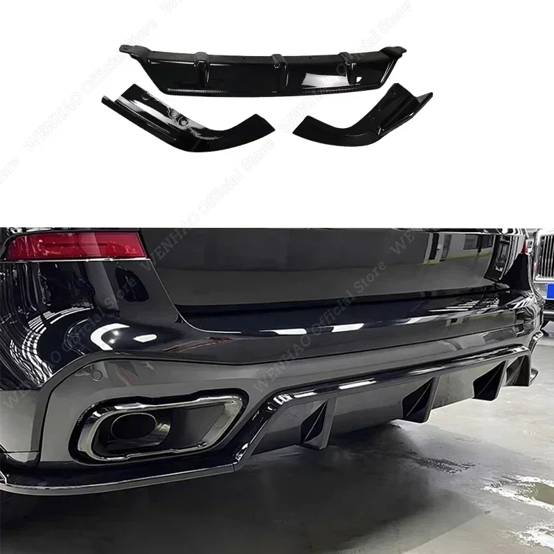 Rear Bumper Diffuser Lip Splitter Spoiler For BMW X5 G05 M-Pack Pre-LCI 2018 2019 2020 2021-2023 Gloss Black ABS Car Accessories