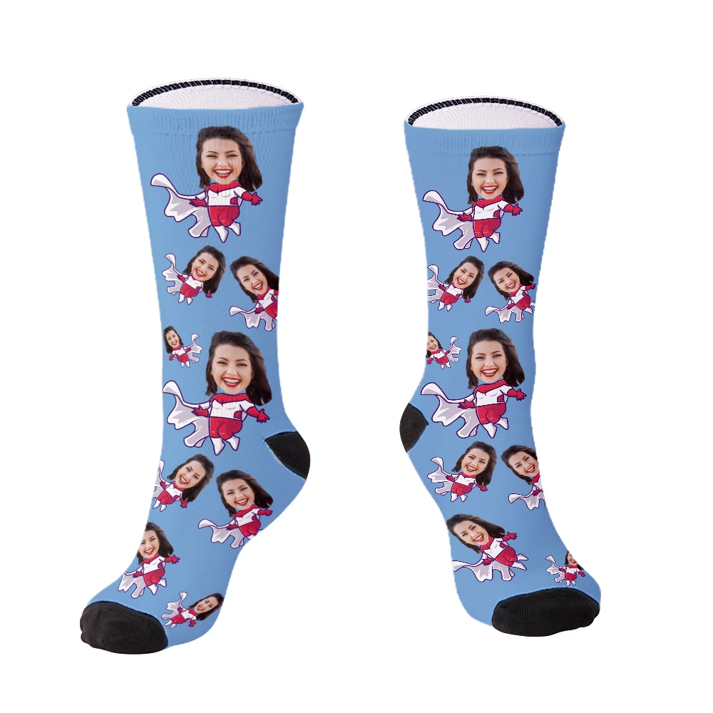 Fashion DIY cartoon socks with face custom photo personalized gifts unisex funny socks for girlfriends and family