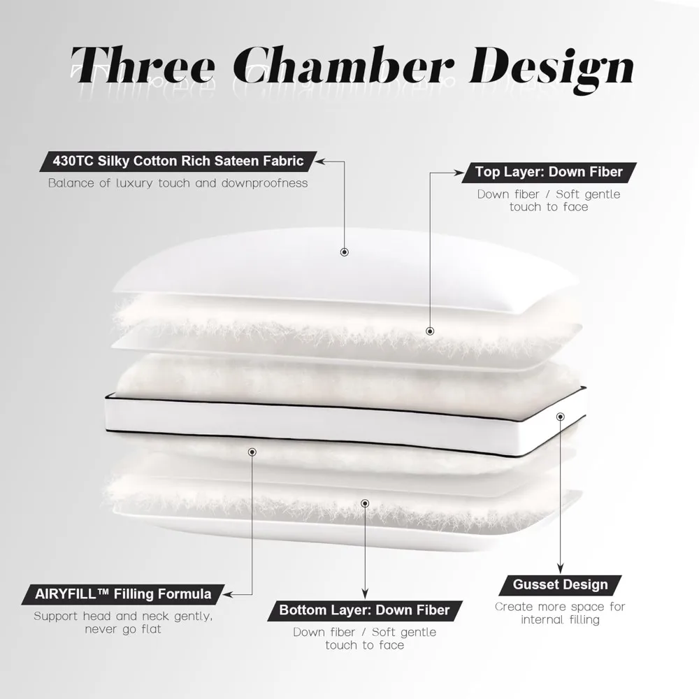 طقم وسائد فاخرة من الريش بحجم كينج، عبوتان مع مجمعة لراحة النوم الفائقة #2